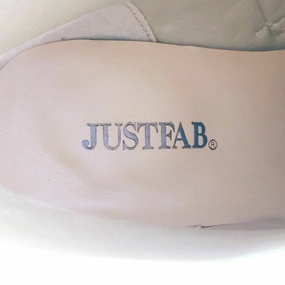 Justfab Shoes Womens Olyvia Ankle Booties Beige Side Zip Pointed Toe 7 New